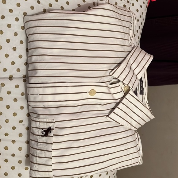 Abercrombie and Finch long sleeve brown and white shirt. Size L - Picture 5 of 5